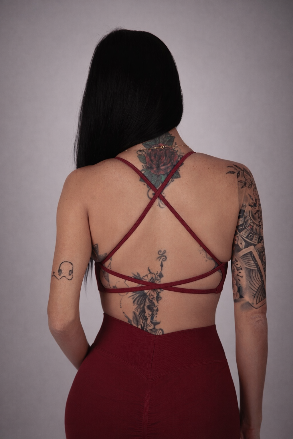 Seamless Back Straps Top Red Cherry