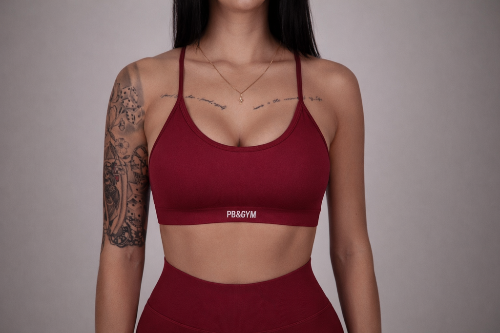 Seamless Back Straps Top Red Cherry